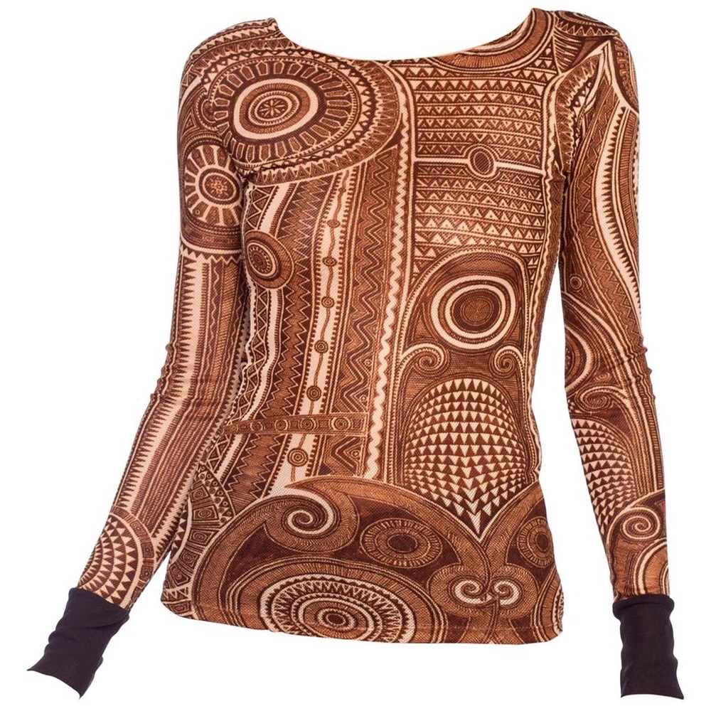 Jean Paul Gaultier brown tribal mesh top